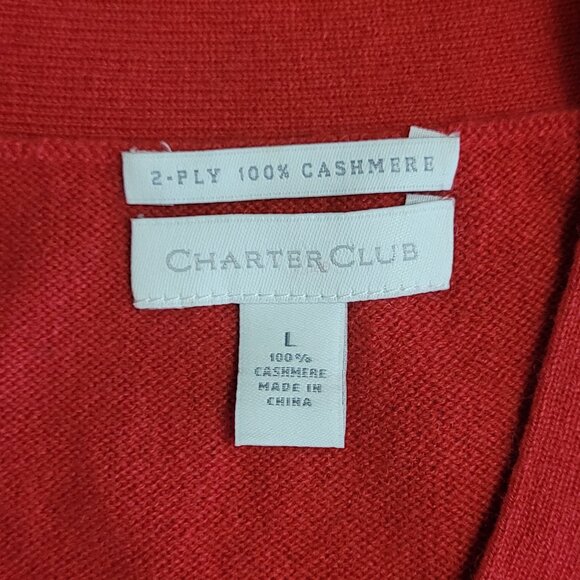 Charter Club 100%  cashmere women's sweater in coral red, size L - Picture 5 of 8